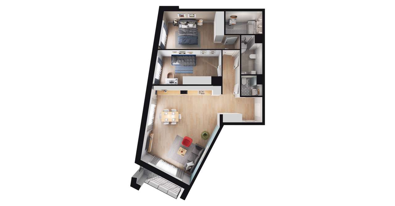 3-pokojowe mieszkanie 77m2 + balkon Bezpośrednio - Pełny obrazek: 3/9