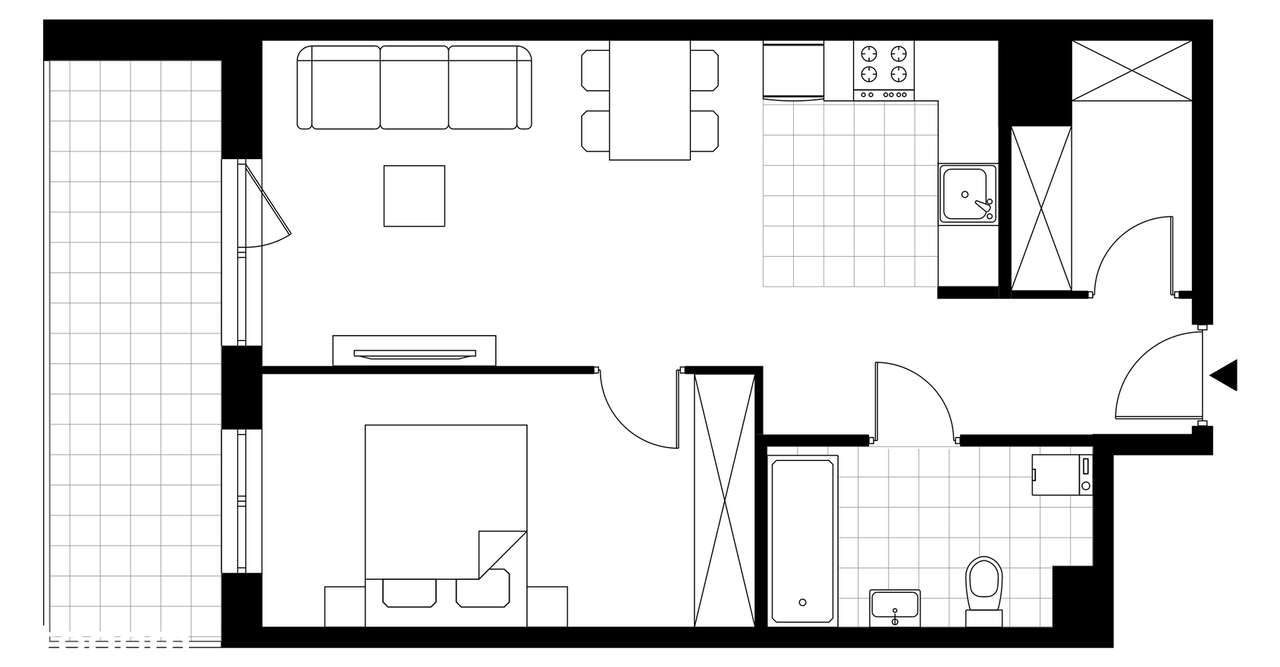 2-pokojowe mieszkanie 48m2 + loggia Bezpośrednio - Pełny obrazek: 3/8