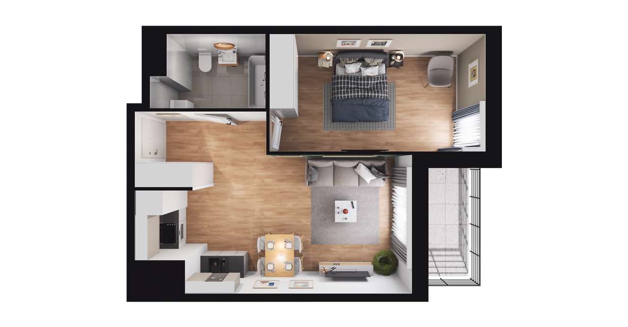 Panoramiqa | mieszkanie 2-pok. | D.15.004 - Pełny obrazek: 3/9