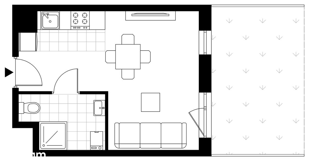 1-pokojowe mieszkanie 25m2 + ogródek - Pełny obrazek: 4/9