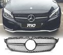 GRELHA FRONTAL PARA MERCEDES W205 14- LOOK AMG PRETO BRILHANTE DIAMANTE - 1