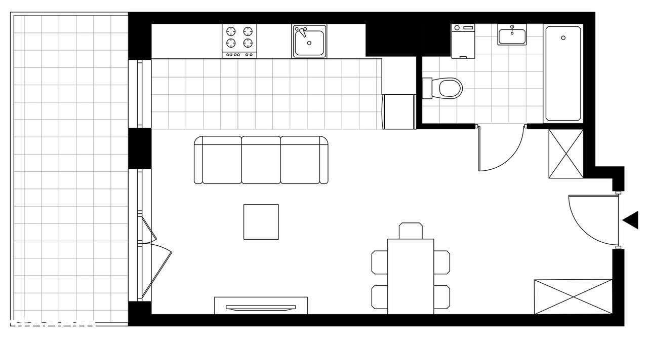 1-pokojowe mieszkanie 37m2 + balkon Bezpośrednio - Pełny obrazek: 3/8