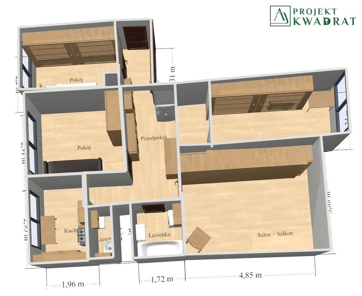 4 pokoje, 73 m², balkon| 2 piętro |Łabędy-13