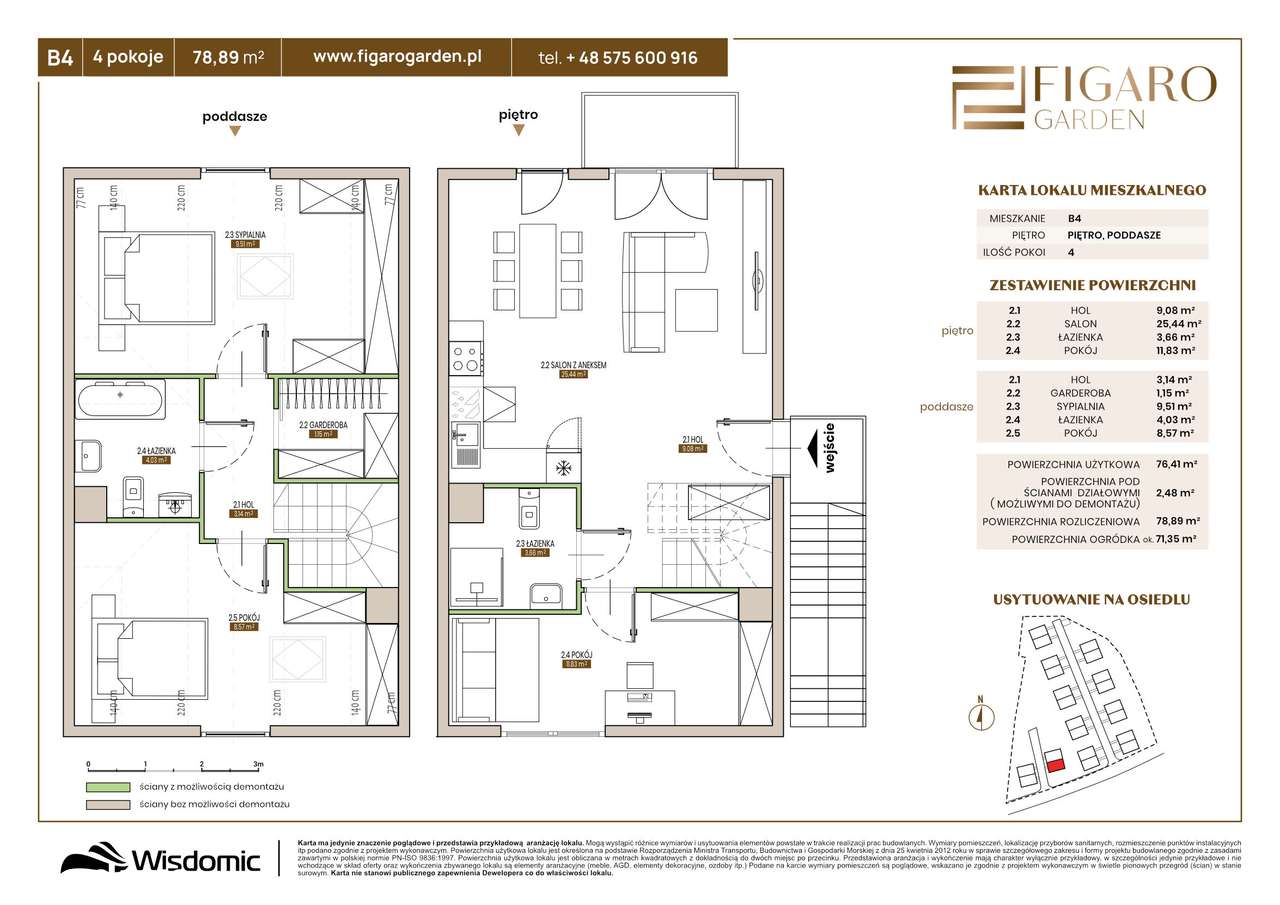 Figaro Garden|76,4m2|4 pokoje| wysoki standard|ogród - Pełny obrazek: 2/5