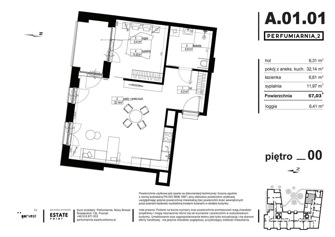 Perfumiarnia 2 | mieszkanie 57,14  m² | A.01.01 - Pełny obrazek: 2/7