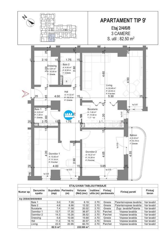 Apartament 3 cam, openspace, 87.86 mp, de vanzare,bloc nou in zona Gal - Imagine principală: 4/5