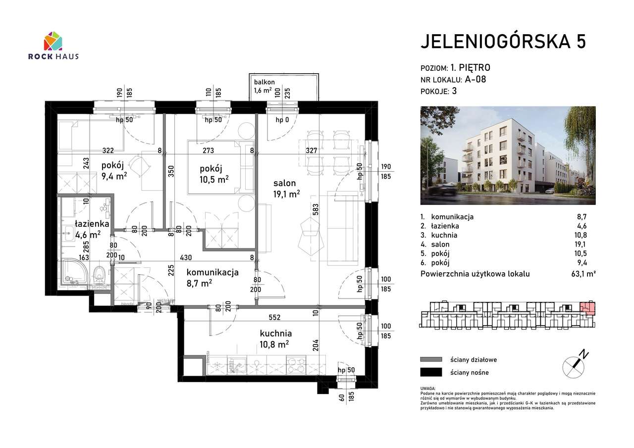 Jeleniogórska 5 | mieszkanie 3-pok. | A-08 - Pełny obrazek: 2/9