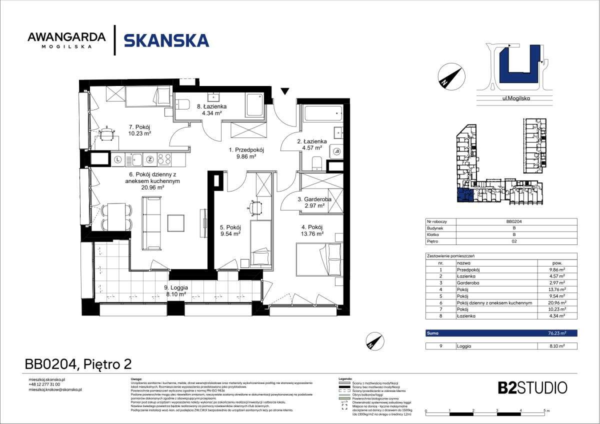 4-pokojowe mieszkanie 76m2 + loggia Bezpośrednio - Pełny obrazek: 2/9