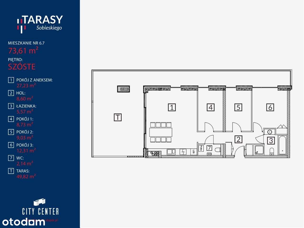Mieszkanie 4 pokojowe z  bardzo dużym tarasem (50 m2) !!! - Pełny obrazek: 5/5