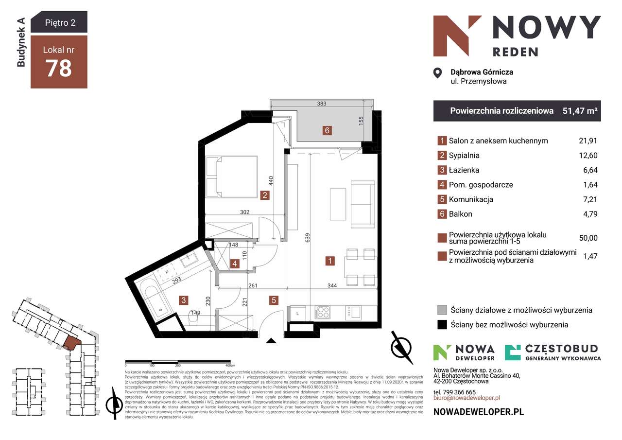 Nowy Reden | mieszkanie 2-pok. | A78 - Pełny obrazek: 2/7
