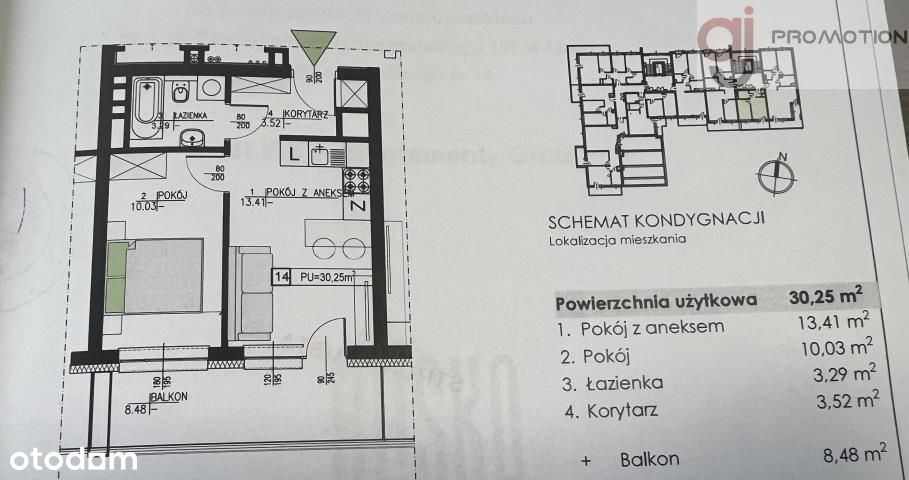 Mieszkanie, 30,25 m², Łódź