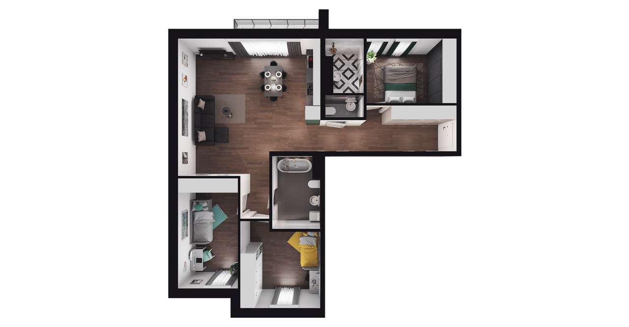 4-pokojowy apartament 85m2 + balkon Bezpośrednio - Pełny obrazek: 2/8