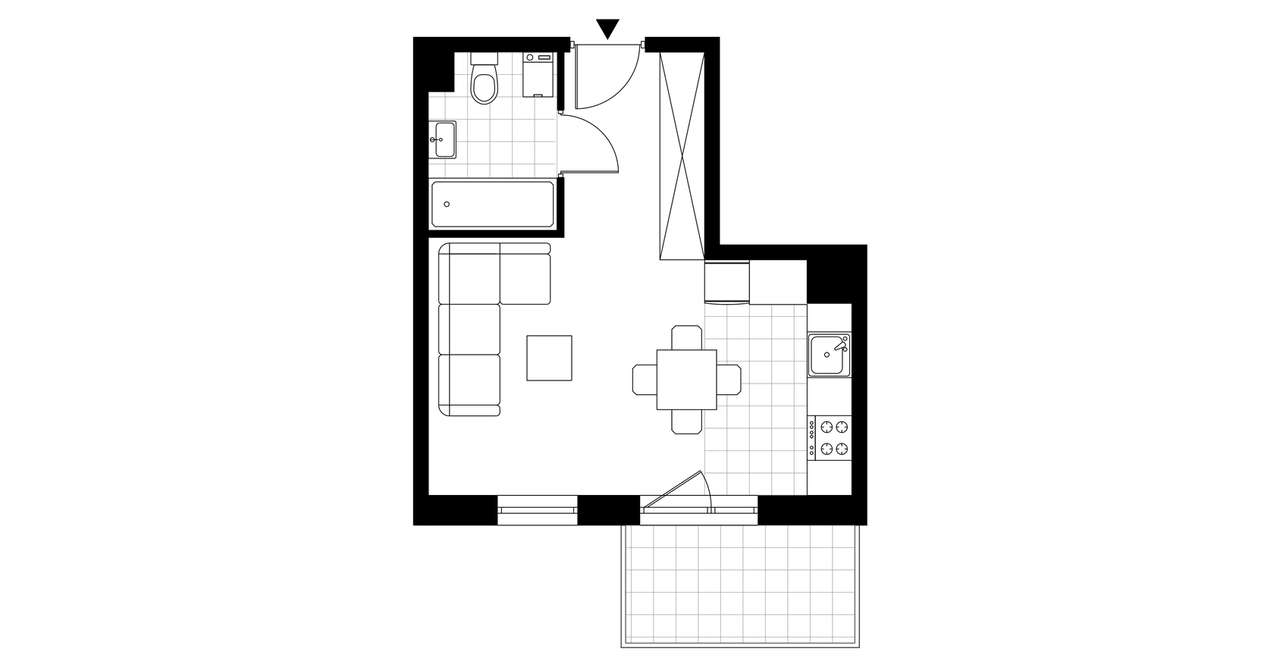 1-pokojowe mieszkanie 29m2 + balkon - Pełny obrazek: 4/9