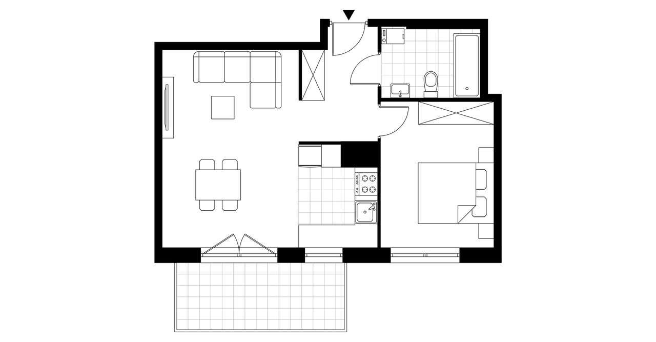 2-pokojowe mieszkanie 44m2 + balkon - Pełny obrazek: 3/8