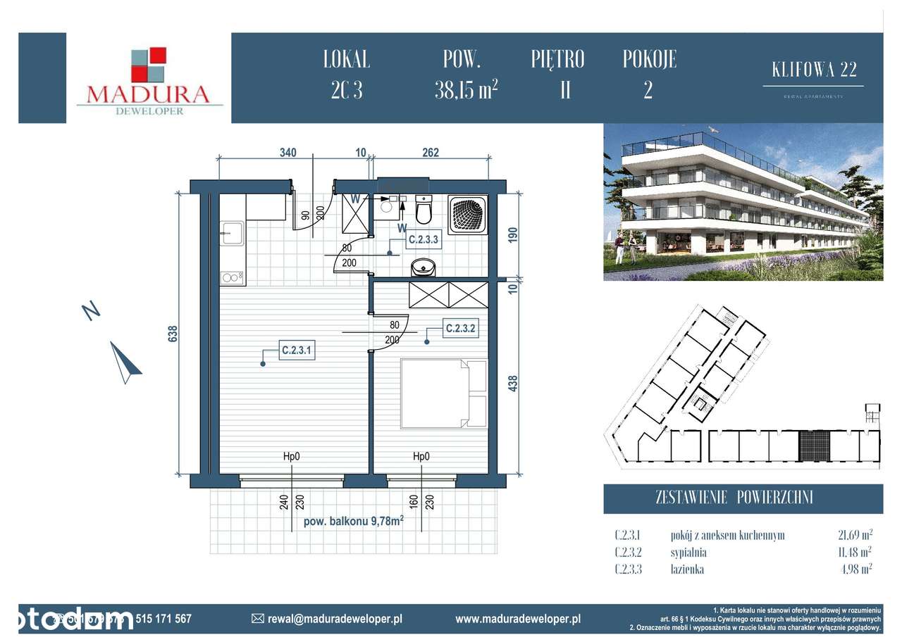 Rewal ul. Klifowa 22 | apartament 2-pok. | C.2.3 - Pełny obrazek: 2/13