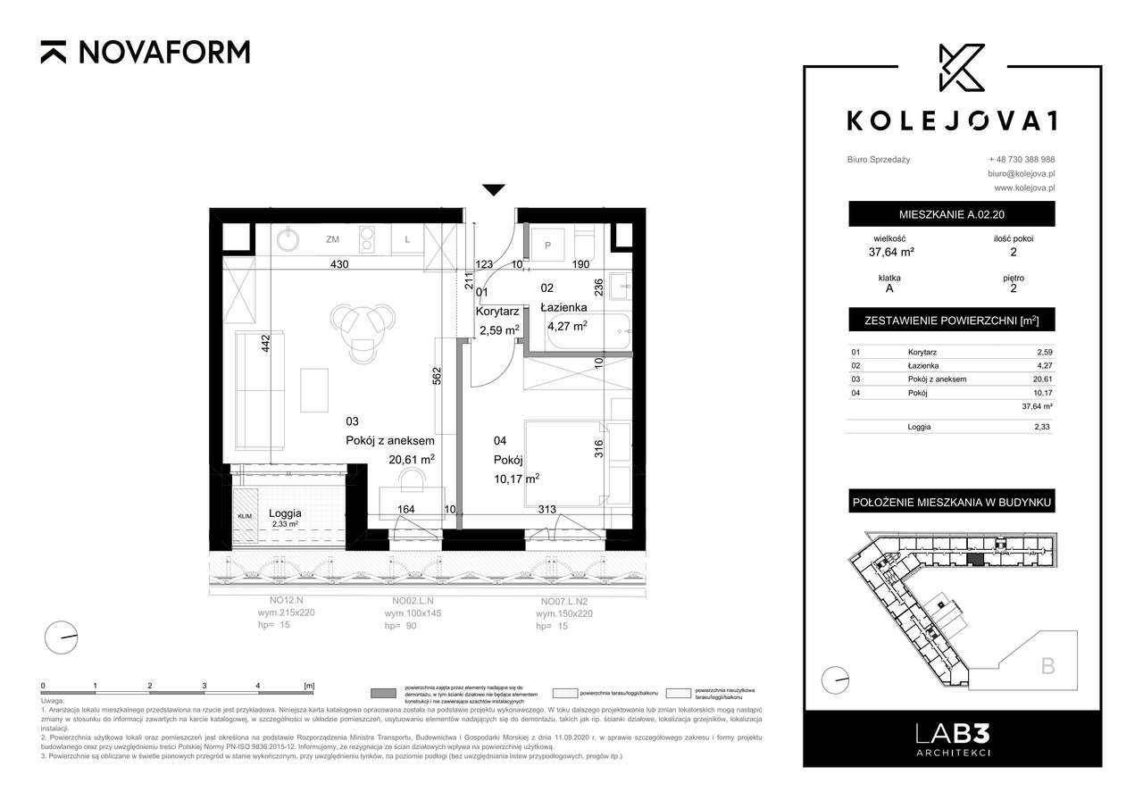 Kolejova 1 | mieszkanie 2-pok. | A.02.20 - Pełny obrazek: 2/9