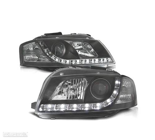 FARÓIS LUZ DIURNA LED COM PROJETOR PARA AUDI A3 8P - 1