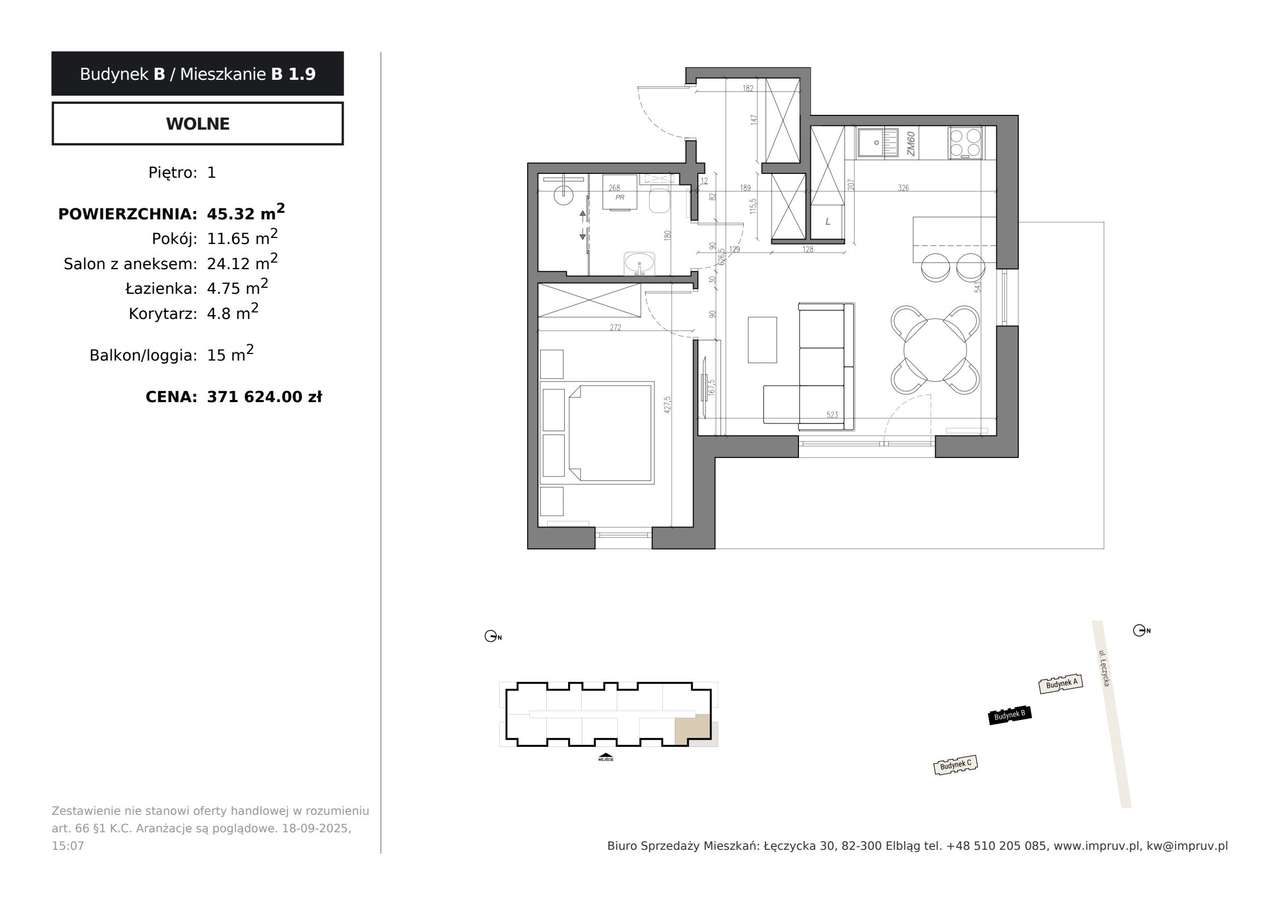 Osiedle Kameralne | mieszkanie 2-pok. | B 1.9 - Pełny obrazek: 2/7