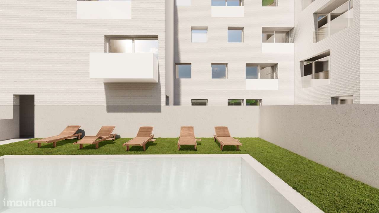 Apartamento T2 novo com piscina e garagem-53