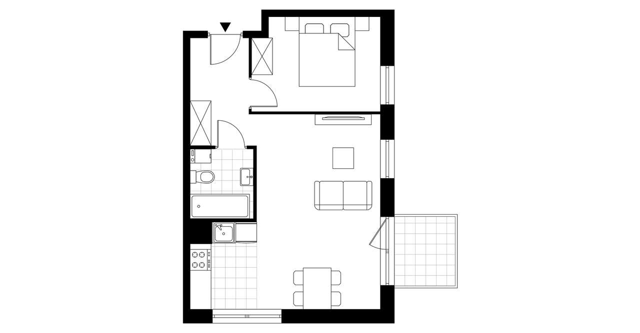 2-pokojowe mieszkanie 43m2 + balkon Bezpośrednio - Pełny obrazek: 2/7