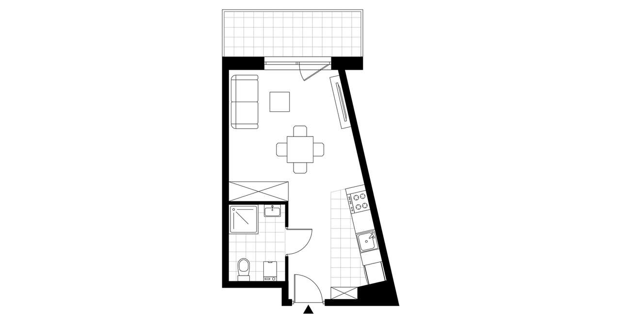1-pokojowe mieszkanie 26m2 + balkon - Pełny obrazek: 3/8