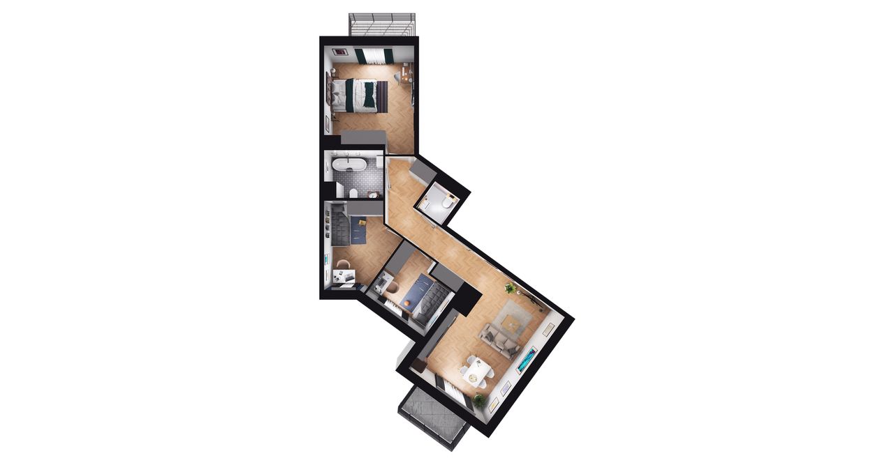 4-pokojowe mieszkanie 75m2 + 2 balkony