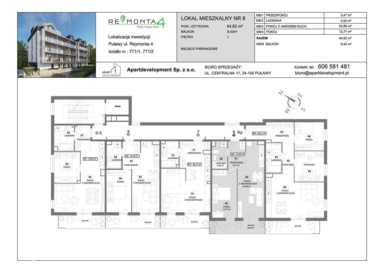 Reymonta 4 - mieszkanie 44,62 m2 | 1 piętro - Pełny obrazek: 5/9
