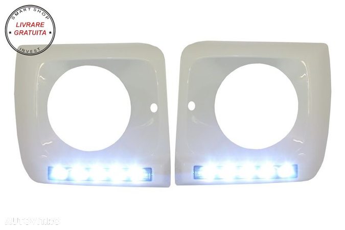 Carcasa faruri Alb cu Lumini de zi dedicate LED DRL Mercedes G-class W463 (1989-20- livrare gratuita - 5