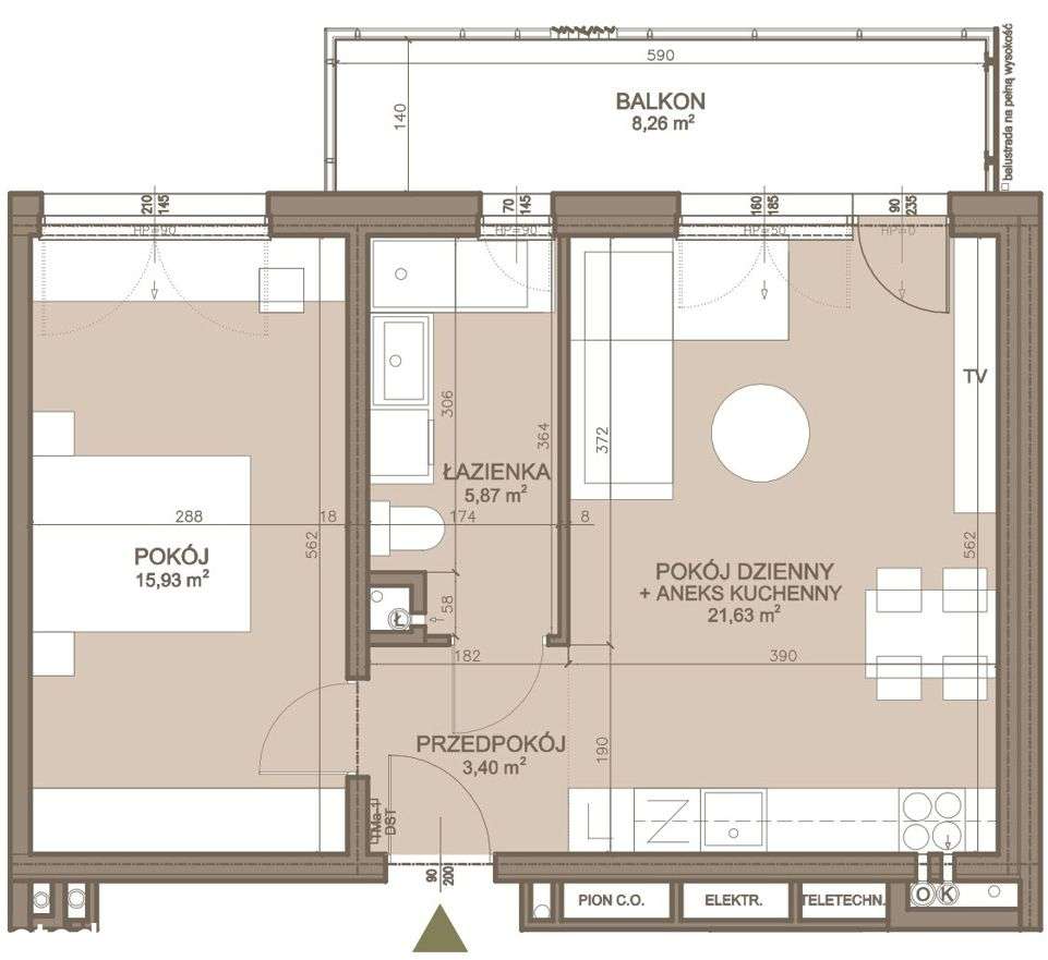 2-pokojowe mieszkanie 46,83 m2 + balkon - Pełny obrazek: 1/7