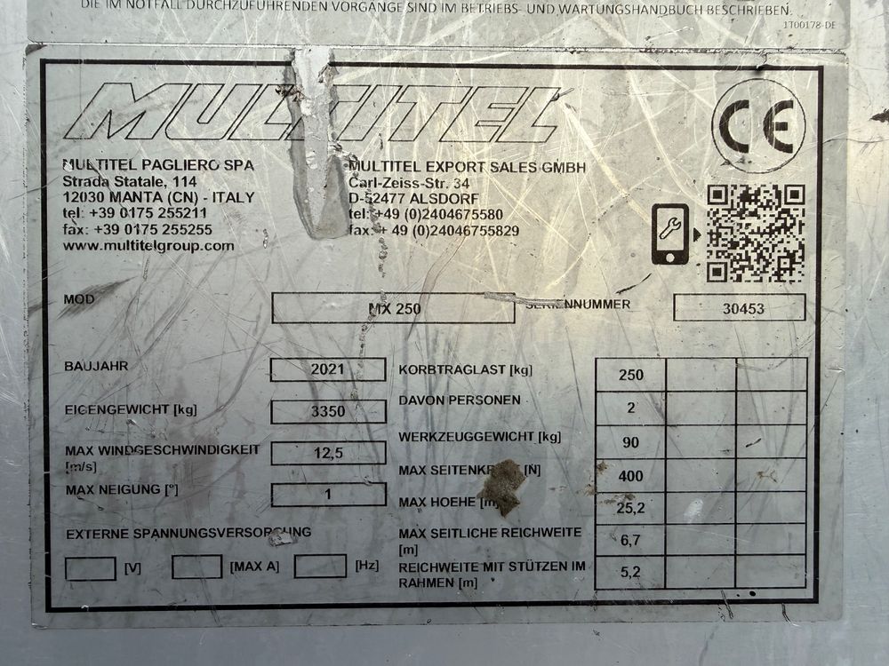 Podnośnik Koszowy Zwyżka 25 metrów Multitel Mx 250 12 w Bok UDT!!! - zdjęcie 39
