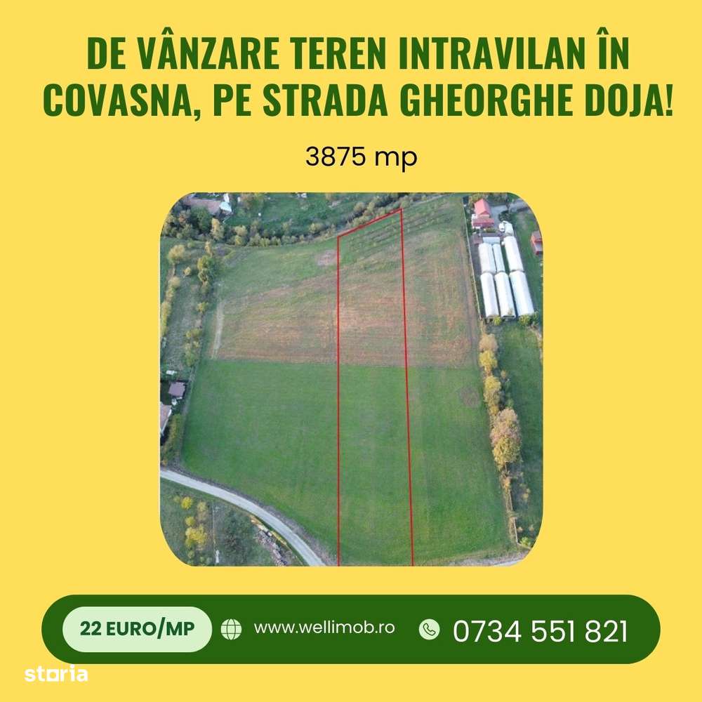 De vânzare teren intravilan în Covasna, pe strada Gheorghe Doja! - Imagine principală: 1/3