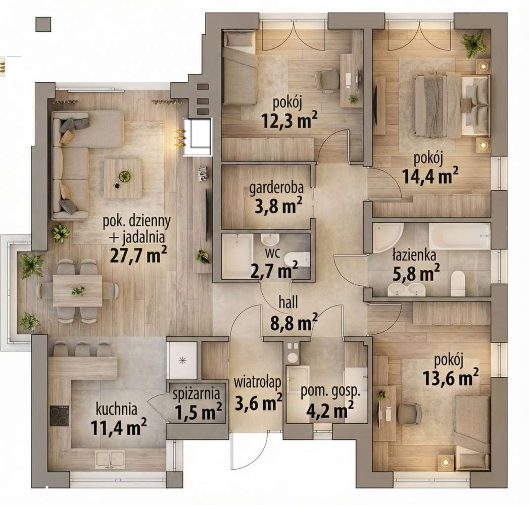 Rajec Poduchowny | Działka 900 m² | Projekt Fabi-4