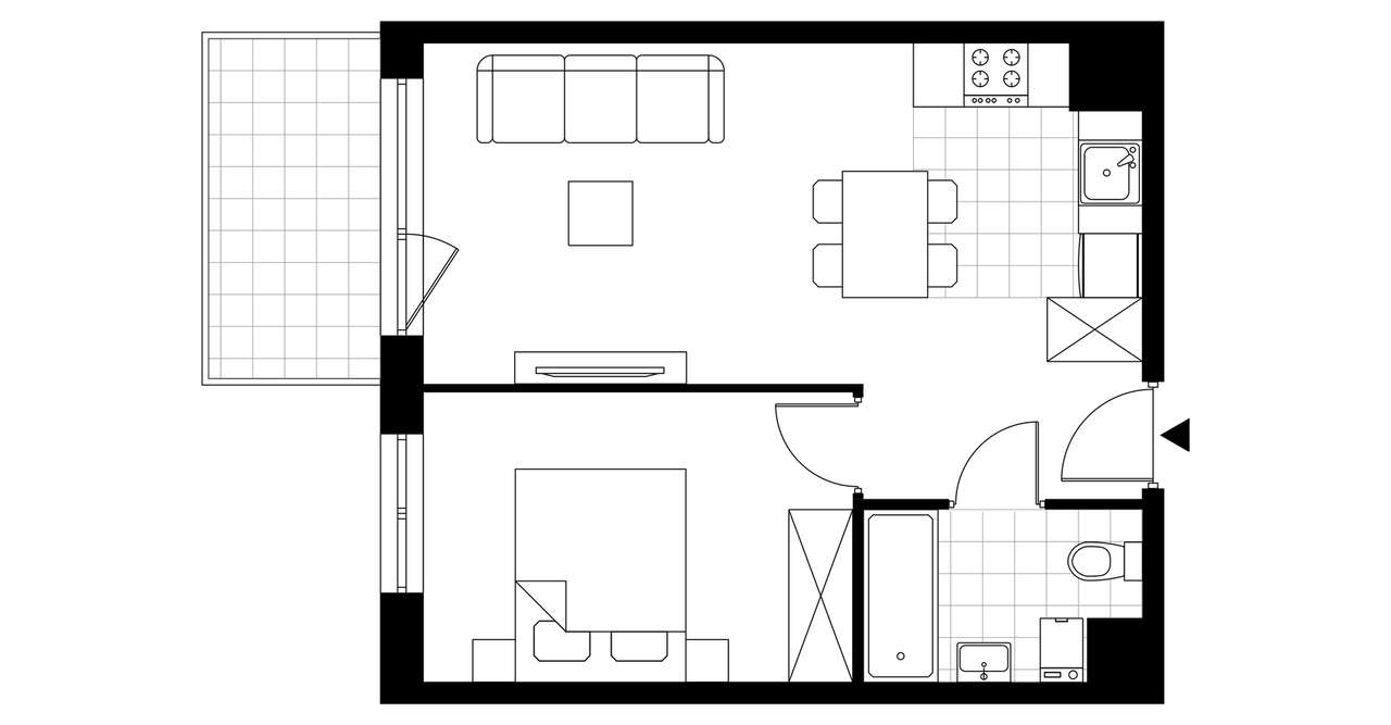 2-pokojowe mieszkanie 38m2 + balkon Bezpośrednio - Pełny obrazek: 3/8