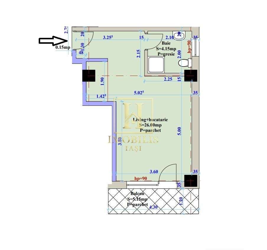 Apartament 1 camera NOU 35 mp Bucium Visan 57600 euro - Imagine principală: 5/5