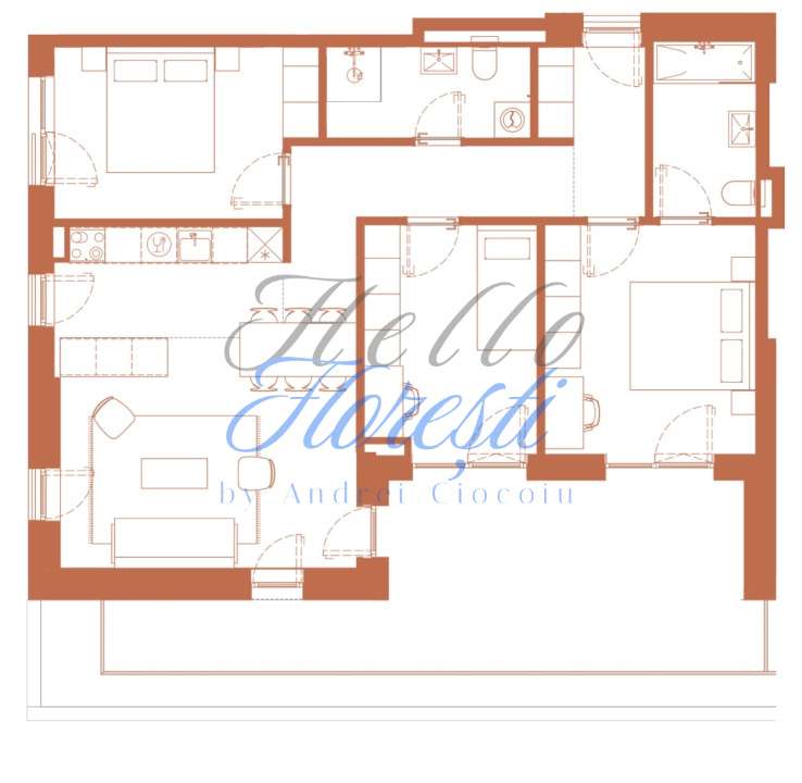 Apartament 4 camere 86.1 mp + logie de 26 mp in Hexagon - Imagine principală: 2/3