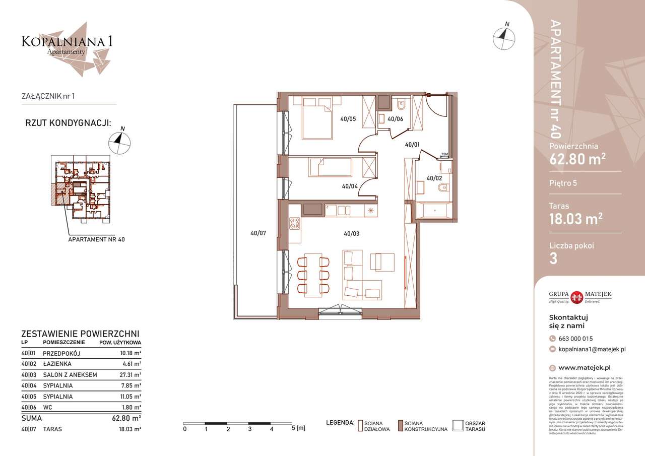 Kopalniana 1 | apartament 3-pok. | 40 - Pełny obrazek: 2/7
