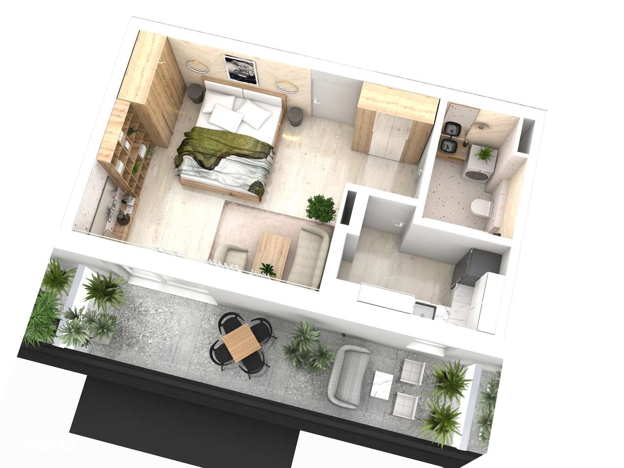 Garsoniera finisata la cheie, decomandata, terasa de 15mp, Magnolia-4