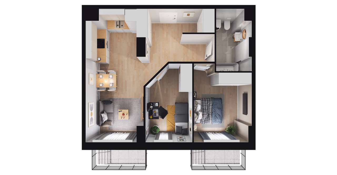 3-pokojowe mieszkanie 54m2 Bez Prowizji - Pełny obrazek: 2/8