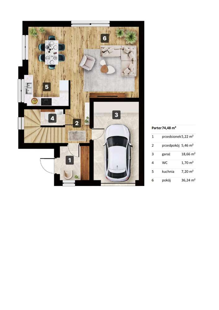 KOMFORT+, typ II – nowoczesny dom z dużą działką | 4 pokoje| Garaż - Pełny obrazek: 4/17