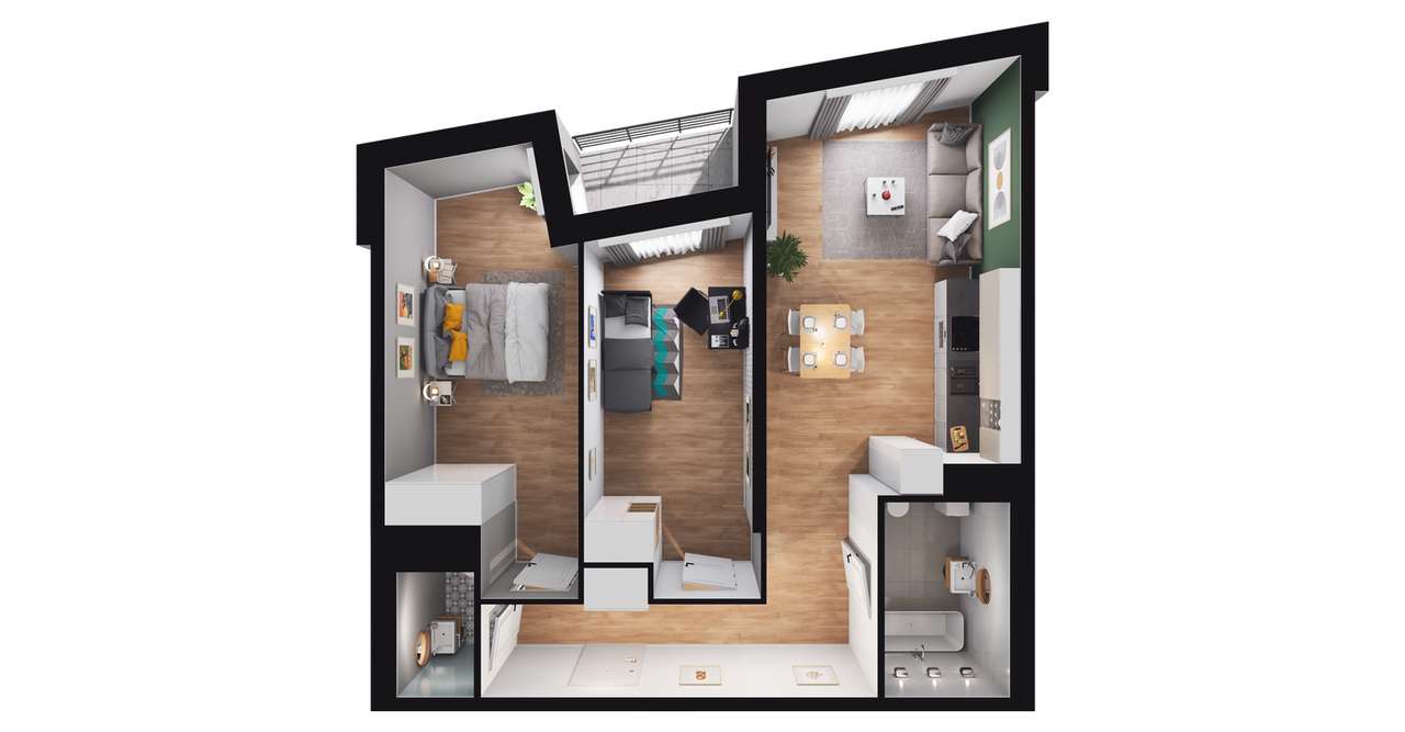 3-pokojowe mieszkanie 65m2 + loggia - Pełny obrazek: 2/8