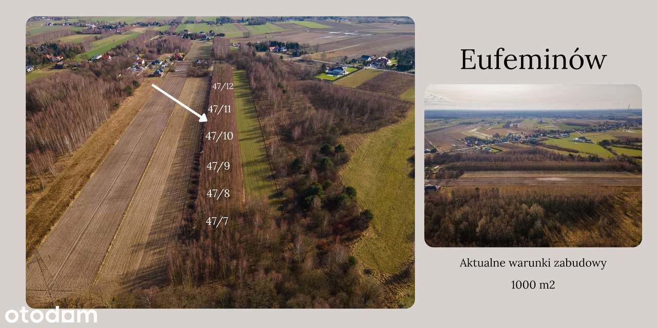 Działka budowlana 1000 m² z WZ – Eufeminów | 15 km do centrum Łodzi |-0