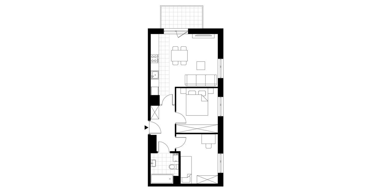 3-pokojowe mieszkanie 51m2 + balkon Bezpośrednio - Pełny obrazek: 3/8