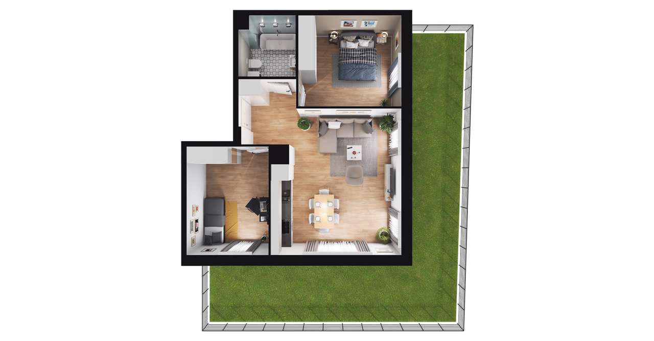 Przestronne mieszkanie z ogródkiem - Pełny obrazek: 3/9