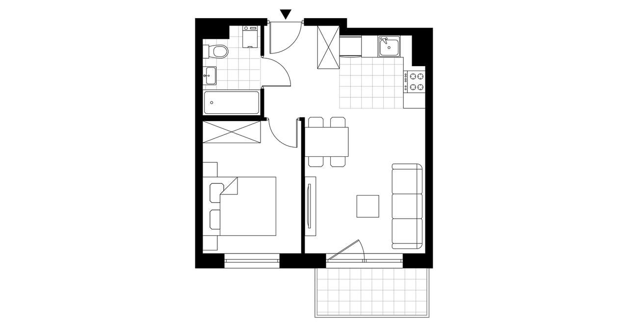 2-pokojowe mieszkanie 36m2 + balkon Bezpośrednio - Pełny obrazek: 3/7