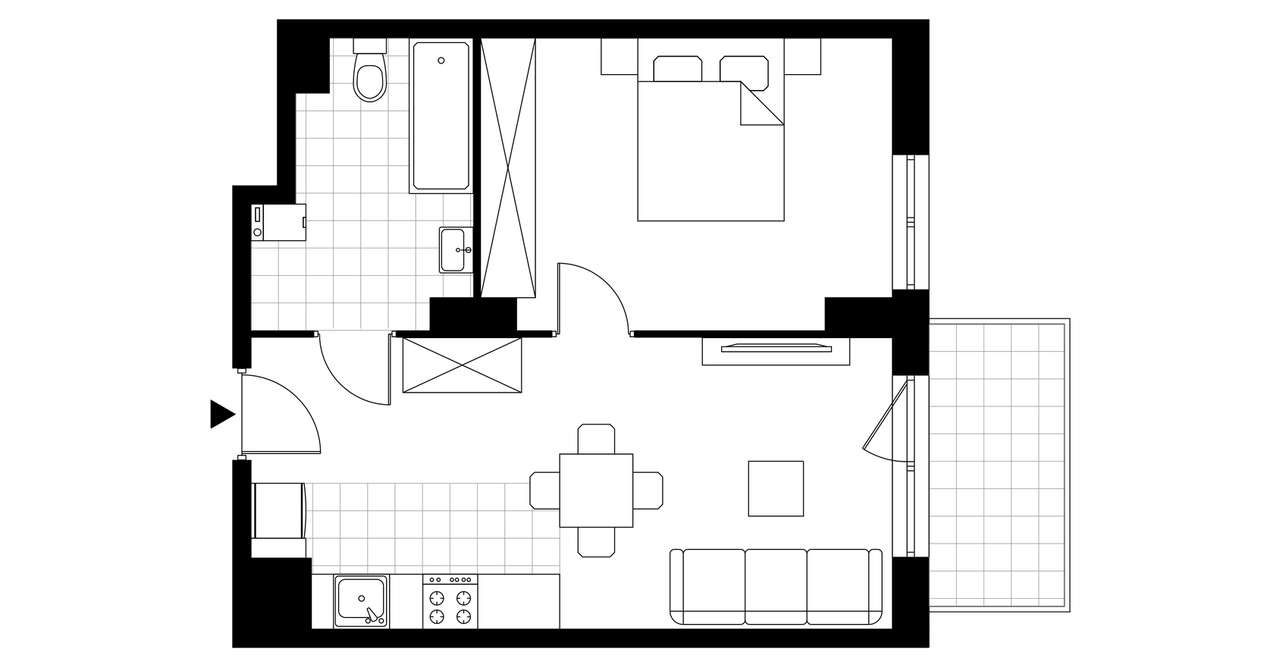 2-pokojowe mieszkanie 40m2 + balkon Bezpośrednio - Pełny obrazek: 3/8