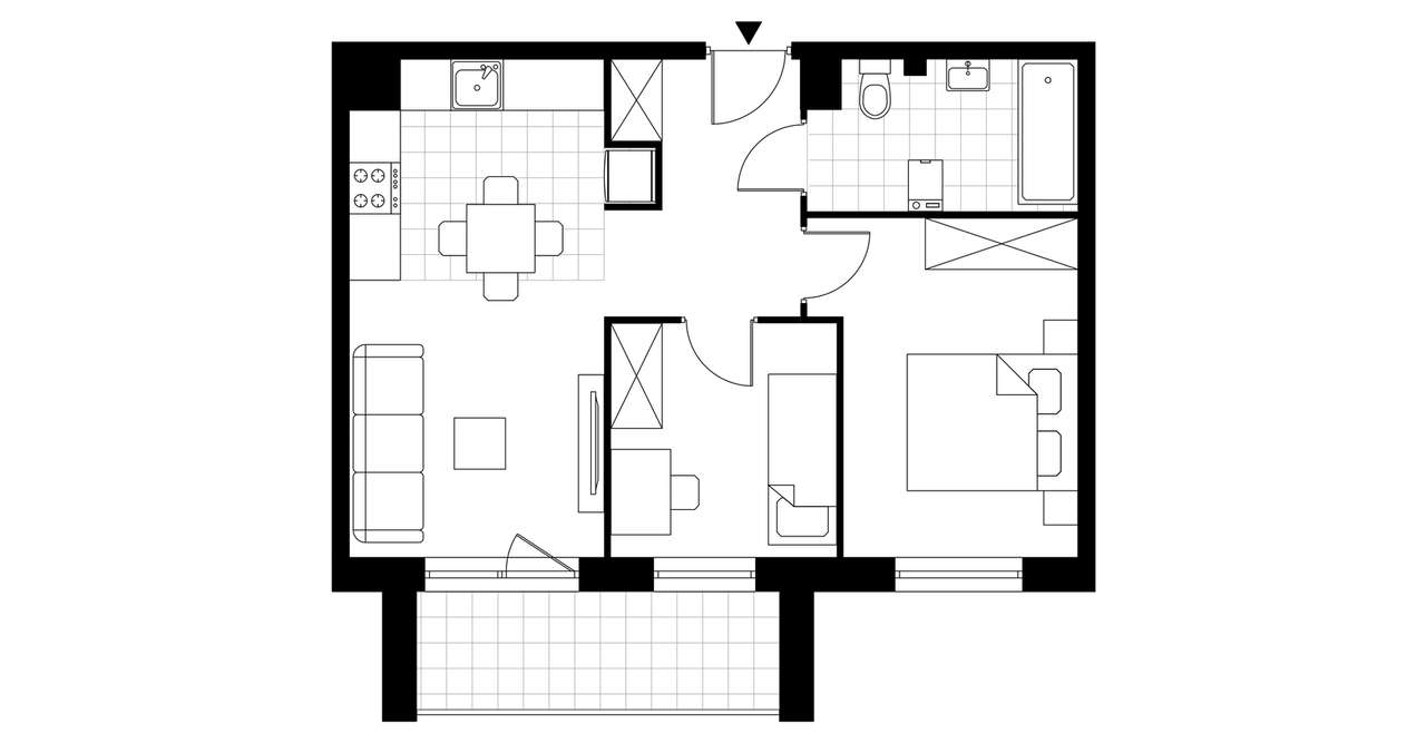 3-pokojowe mieszkanie 47m2 + balkon - Pełny obrazek: 4/7