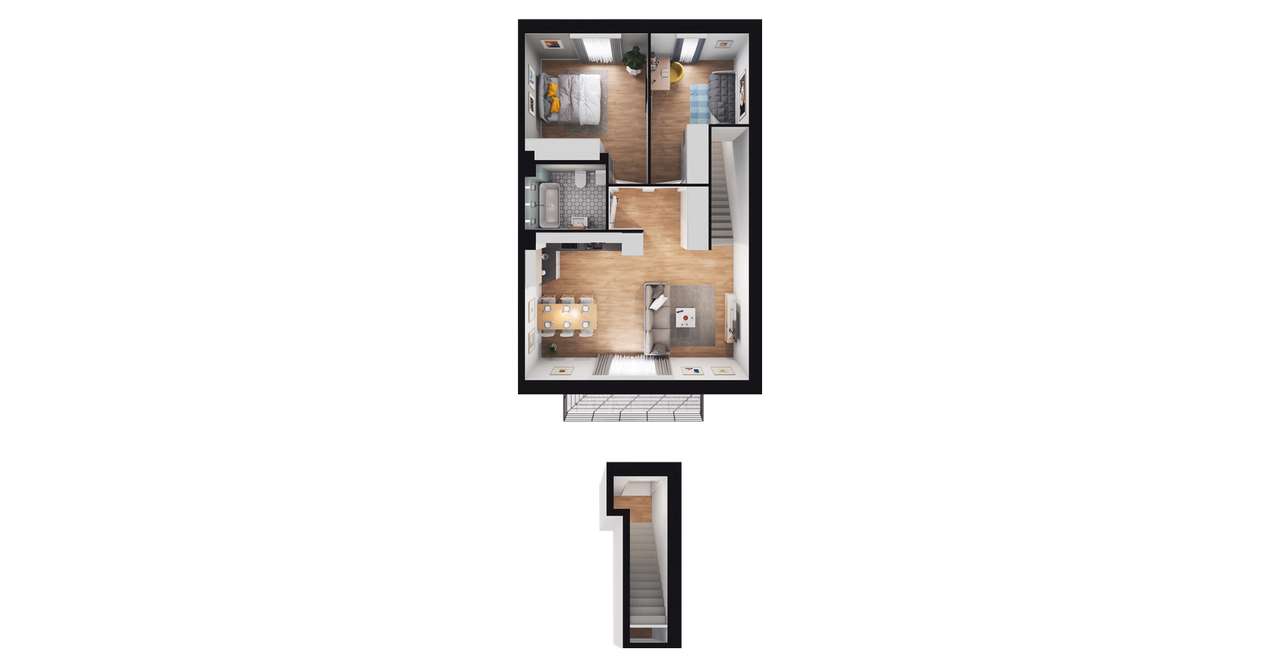 3-pokojowe mieszkanie 61m2 + balkon Bezpośrednio - Pełny obrazek: 2/8