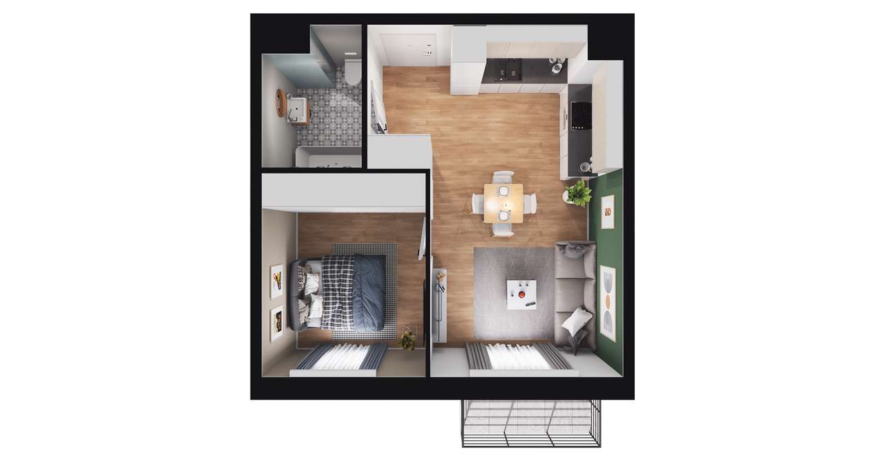 2-pokojowe mieszkanie 37m2 + balkon Bezpośrednio - Pełny obrazek: 2/7