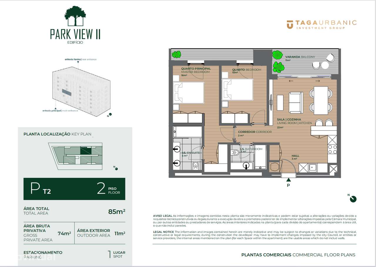 Apartamento T2 Varanda Garagem Pronto Habitar Parque Lavandeira-25