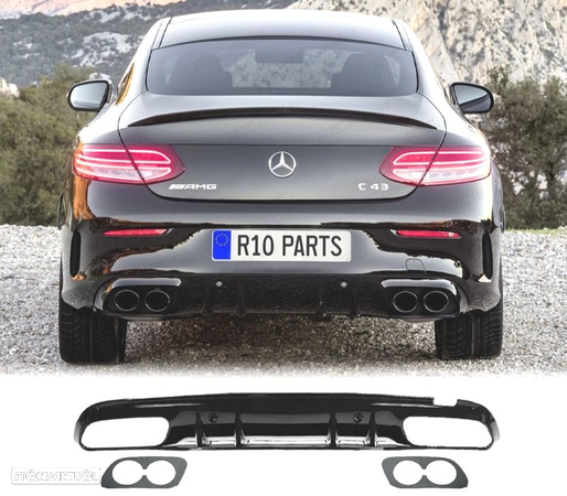 DIFUSOR PARA MERCEDES W205 C205 COUPE AMG 14- LOOK C43 PRETO - 1